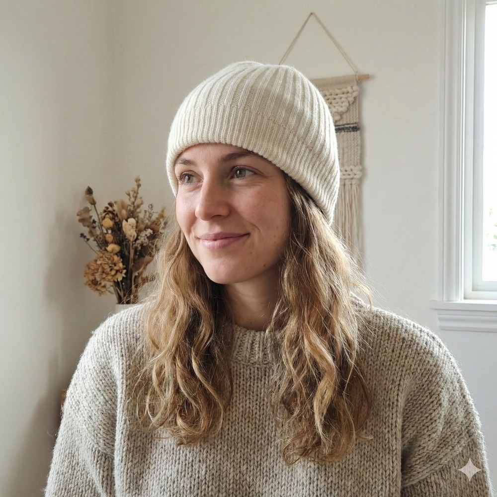 by Anthropologie Ribbed Knit‎ Beanie Hat Cream Ivory One Size Bohemian Boho Cozy